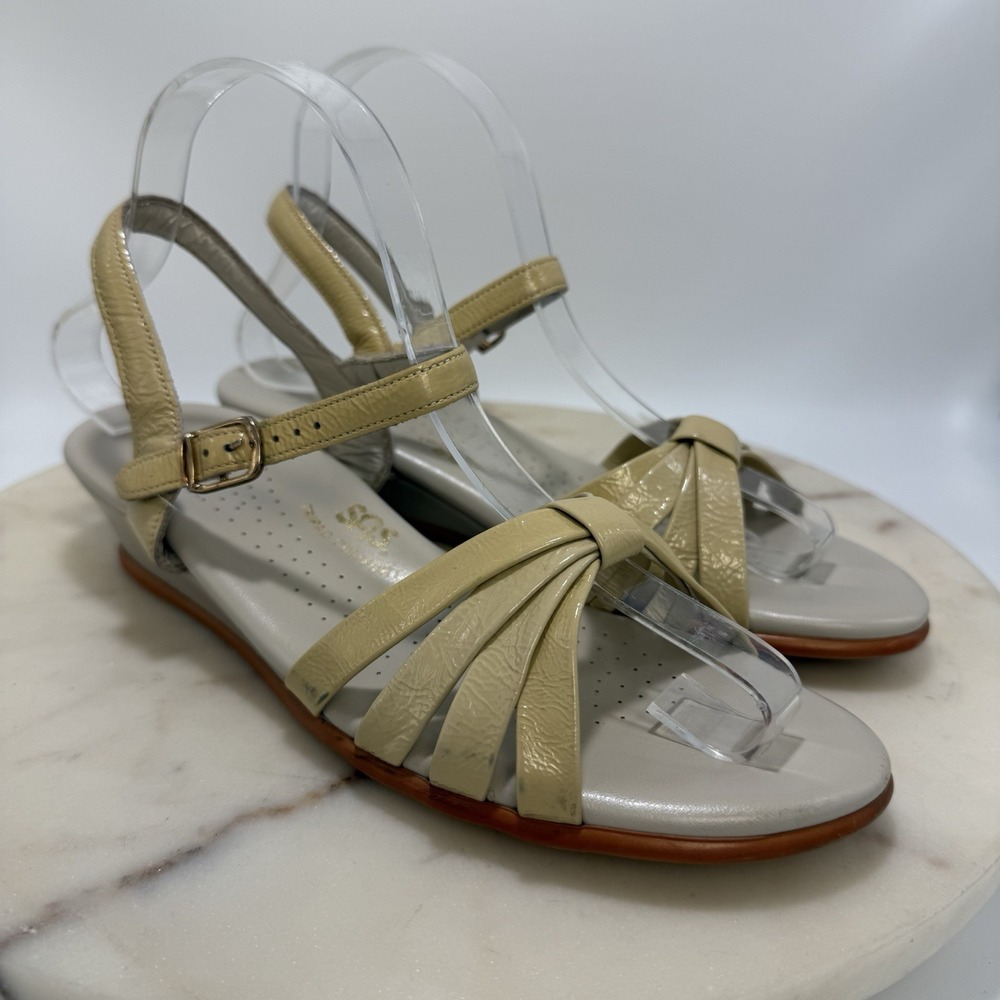 SAS Tripad Comfort Sandals Women's 8.5M Beige Leather Slingback Wedge Shoes